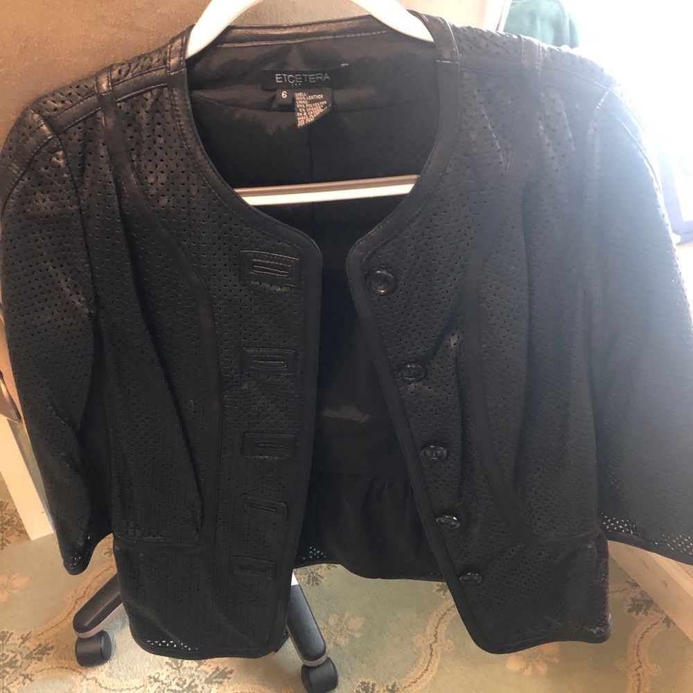 Etcetera Perforated Leather Jacket - image 1